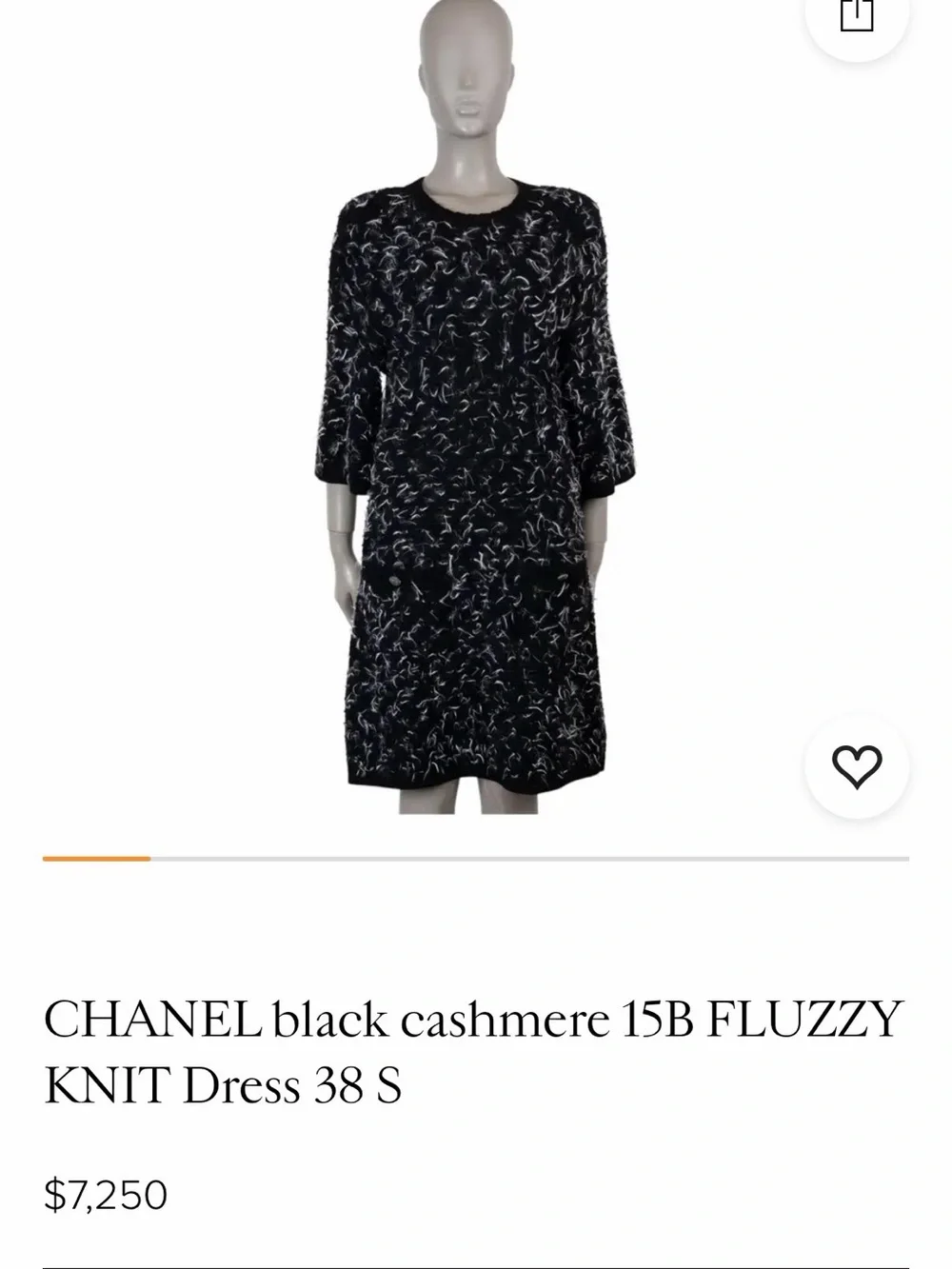 Chanel Black and White Cashmere/Mohair/Wool Blend Dress Fits up to Size 12